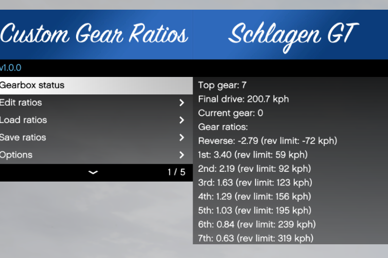 Custom Gear Ratios 2.1.0