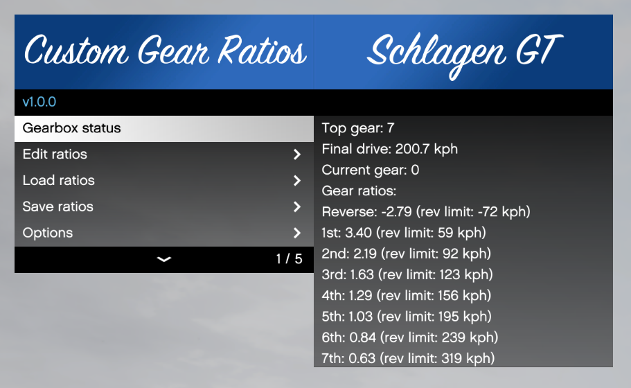 Custom Gear Ratios 2.1.0